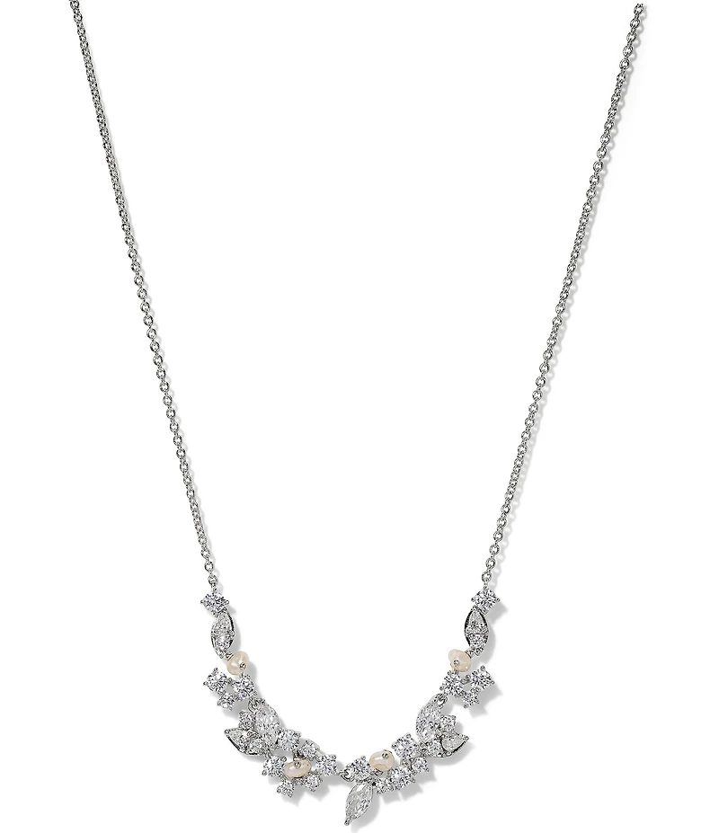 Nadri Ravish Laurel Freshwater Pearl CZ Frontal Necklace