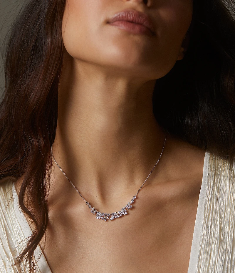Nadri Ravish Laurel Freshwater Pearl CZ Frontal Necklace