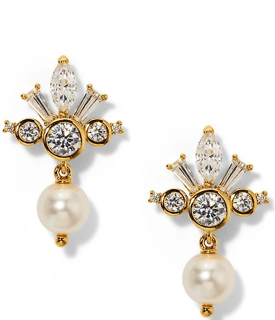 Nadri Under The Sea Crown Pearl & Crystal Drop Earrings