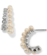 Nadri Under The Sea Double Row Pearl Hoop Earrings