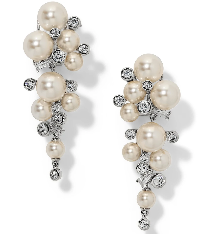 Nadri Under The Sea Pearl & Crystal Cascade Earrings