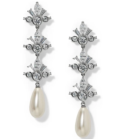 Nadri Under The Sea Pearl & Crystal Triple Drop Earrings