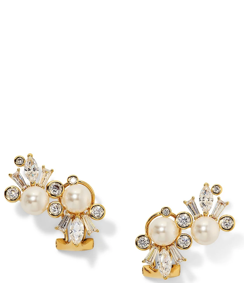 Nadri Under The Sea Pearl Climber Stud Earrings