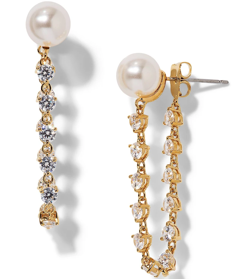 Nadri Venus CZ Pearl Front Back Earrings