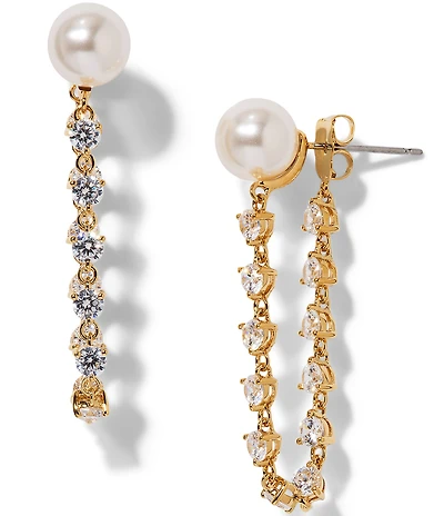 Nadri Venus CZ Pearl Front Back Earrings