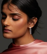 Nadri Venus CZ Pearl Front Back Earrings