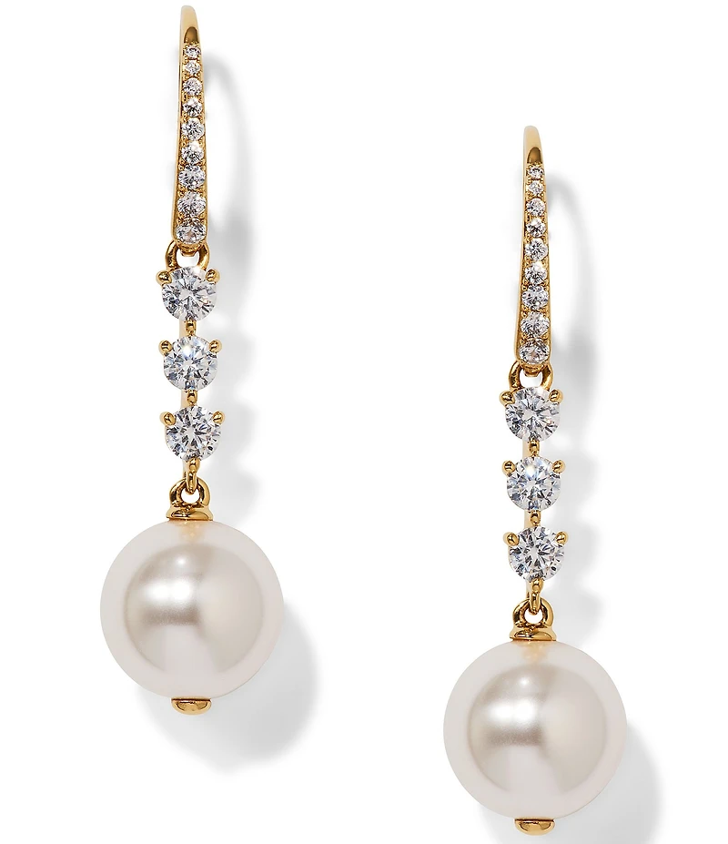 Nadri Venus CZ Pearl Linear Earrings