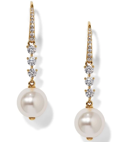 Nadri Venus CZ Pearl Linear Earrings