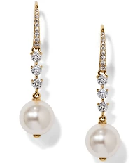 Nadri Venus CZ Pearl Linear Earrings