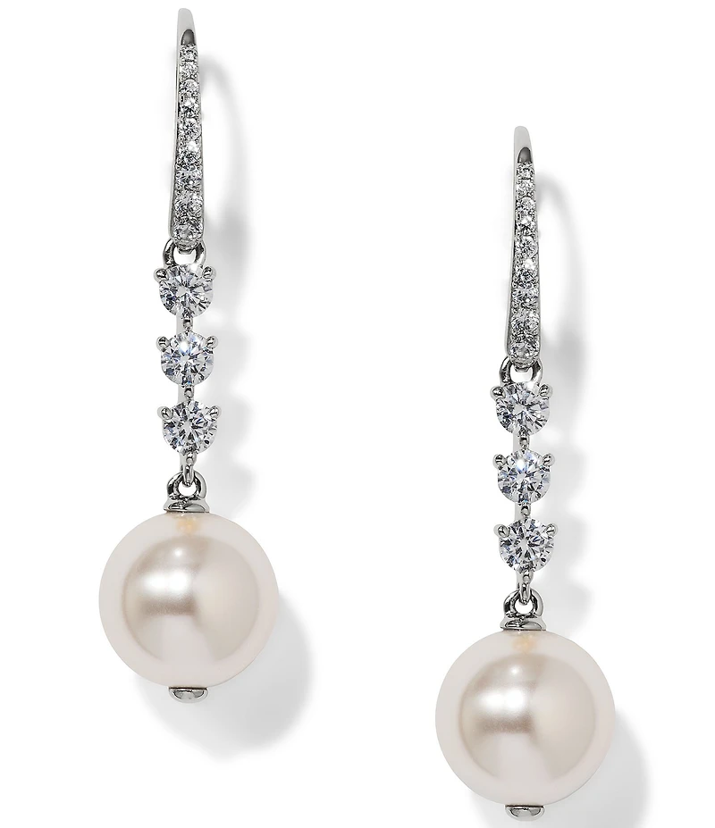 Nadri Venus CZ Pearl Linear Earrings