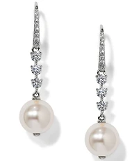 Nadri Venus CZ Pearl Linear Earrings