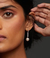 Nadri Venus CZ Pearl Linear Earrings