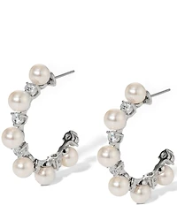 Nadri Venus Pearl C Hoop Earrings