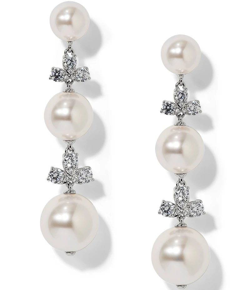 Nadri Venus Pearl Linear Earrings