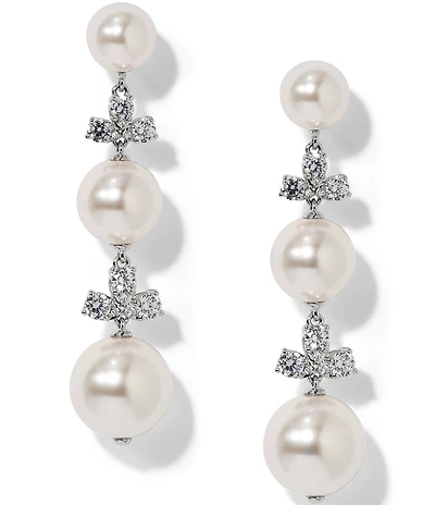 Nadri Venus Pearl Linear Earrings