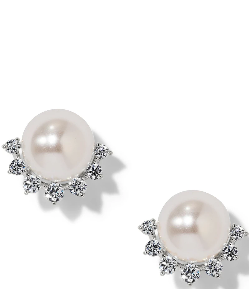 Nadri Venus Pearl Stud Earrings