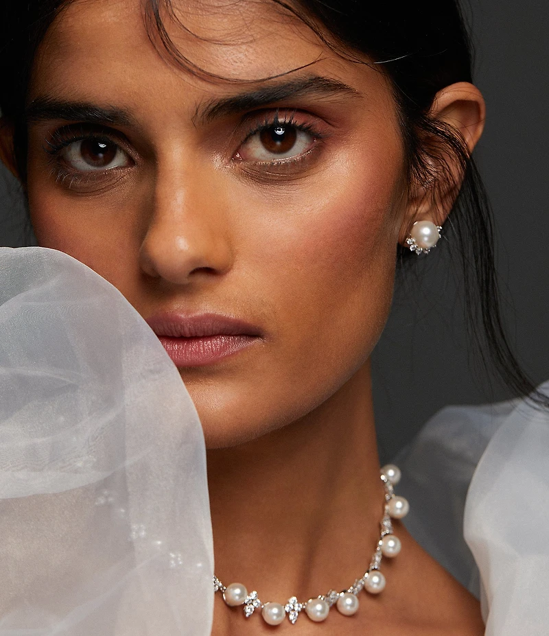 Nadri Venus Pearl Stud Earrings