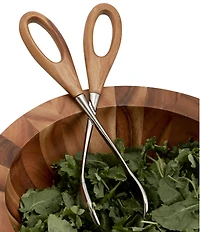 Nambe Curvo Wooden & Stainless Steel Salad Scissors
