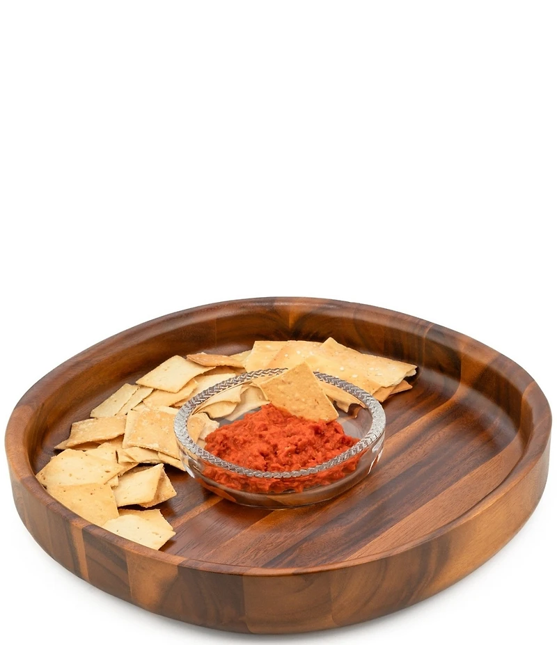 Nambe Braid Glass Chip & Dip