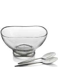 Nambe Braid Glass Salad Bowl with Servers