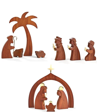 Nambe Holiday 11-Piece Wooden Nativity Set