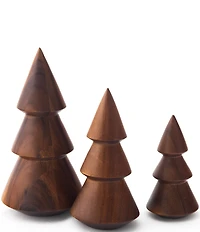 Nambe Holiday Acacia Wood Modern Tree Trio Set