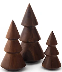 Nambe Holiday Acacia Wood Modern Tree Trio Set