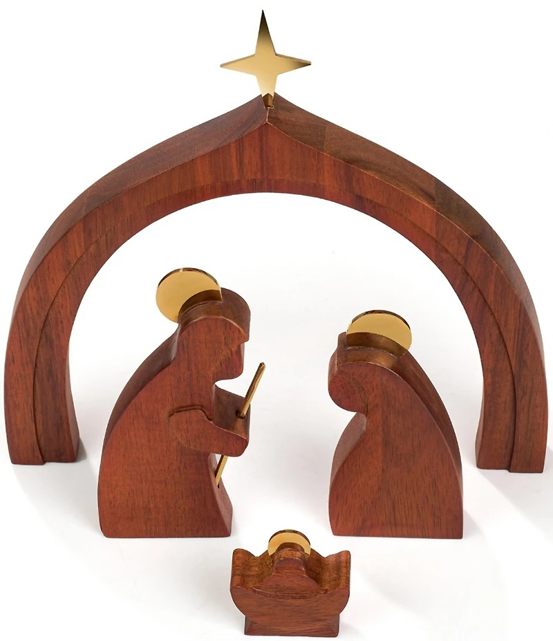 Nambe Holiday Wood Holy Family Figurine, 4-Piece Set
