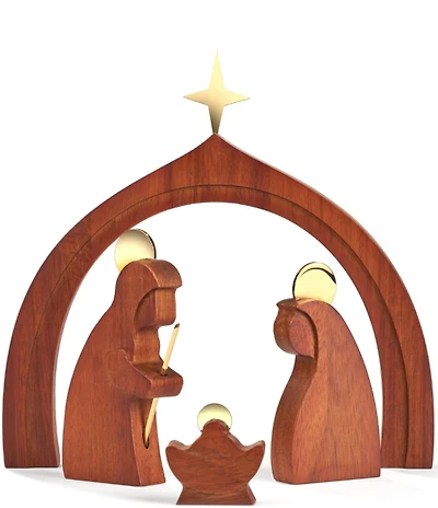 Nambe Holiday Wood Holy Family Figurine, 4-Piece Set