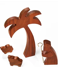 Nambe Holiday Wood Shepard with Lambs Figurine Set