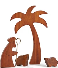 Nambe Holiday Wood Shepard with Lambs Figurine Set