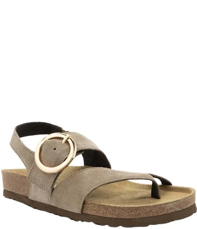 Naot Baltimore Suede Buckled Thong Slingback Sandals