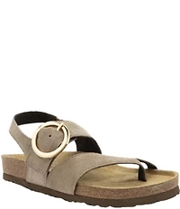 Naot Baltimore Suede Buckled Thong Slingback Sandals