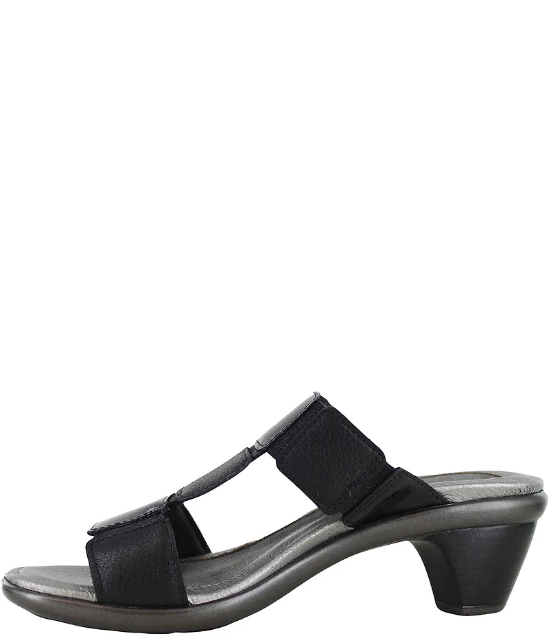 Naot Form Leather Slide Block Heel Sandals