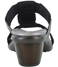 Naot Form Leather Snake Print Embossed Block Heel Slide Sandals