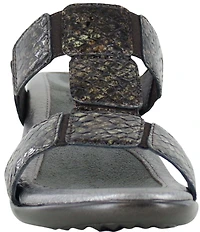 Naot Form Leather Snake Print Embossed Block Heel Slide Sandals