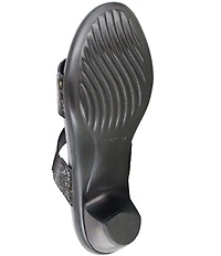 Naot Form Leather Snake Print Embossed Block Heel Slide Sandals