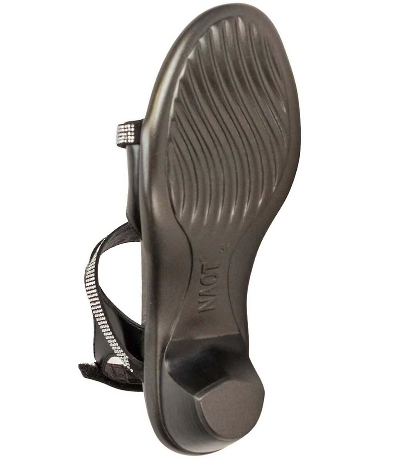 Naot Innovate Leather Rhinestone Detail Block Heel Dress Sandals