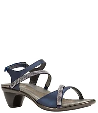 Naot Innovate Leather Rhinestone Detail Block Heel Dress Sandals