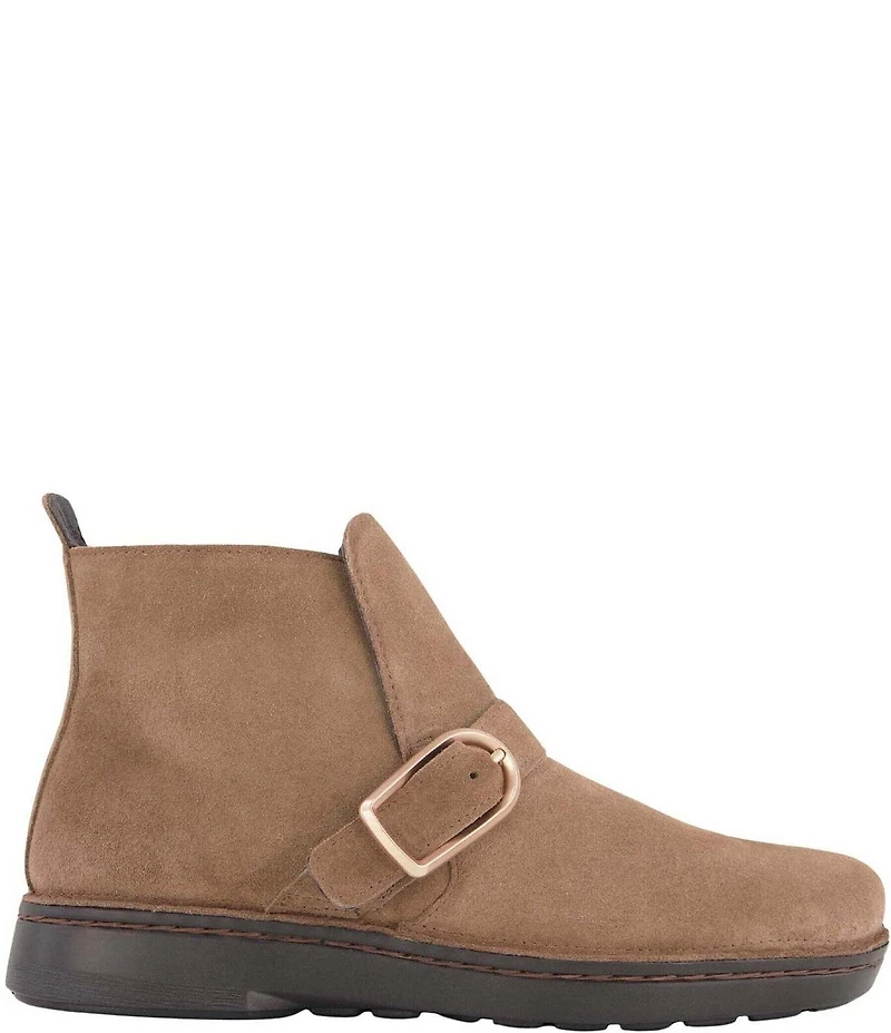Naot Kolmer Suede Buckle Strap Hardware Ankle Booties