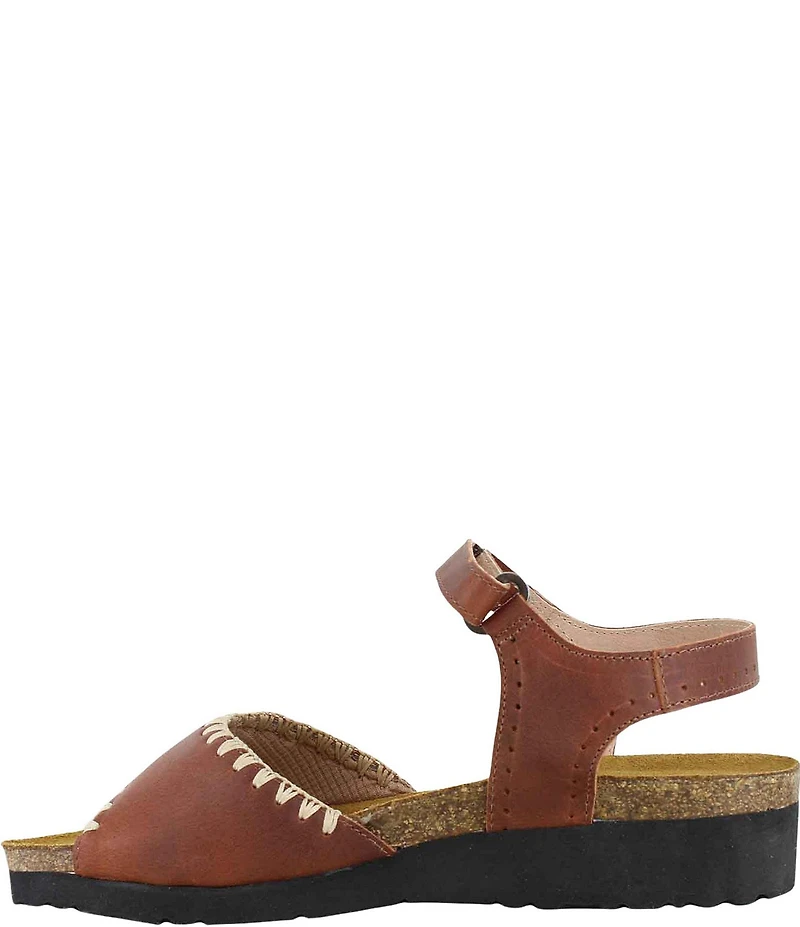 Naot Luna Leather Whipstitch Ankle Strap Sandals