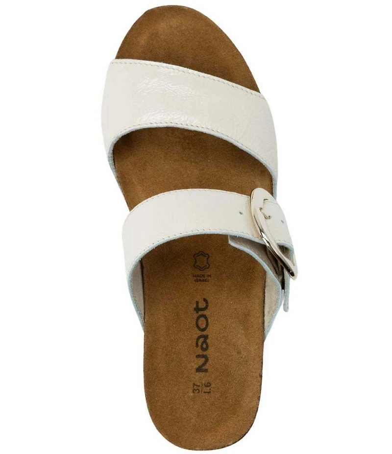 Naot Magic Crinkle Patent Leather Wedge Slide Sandals