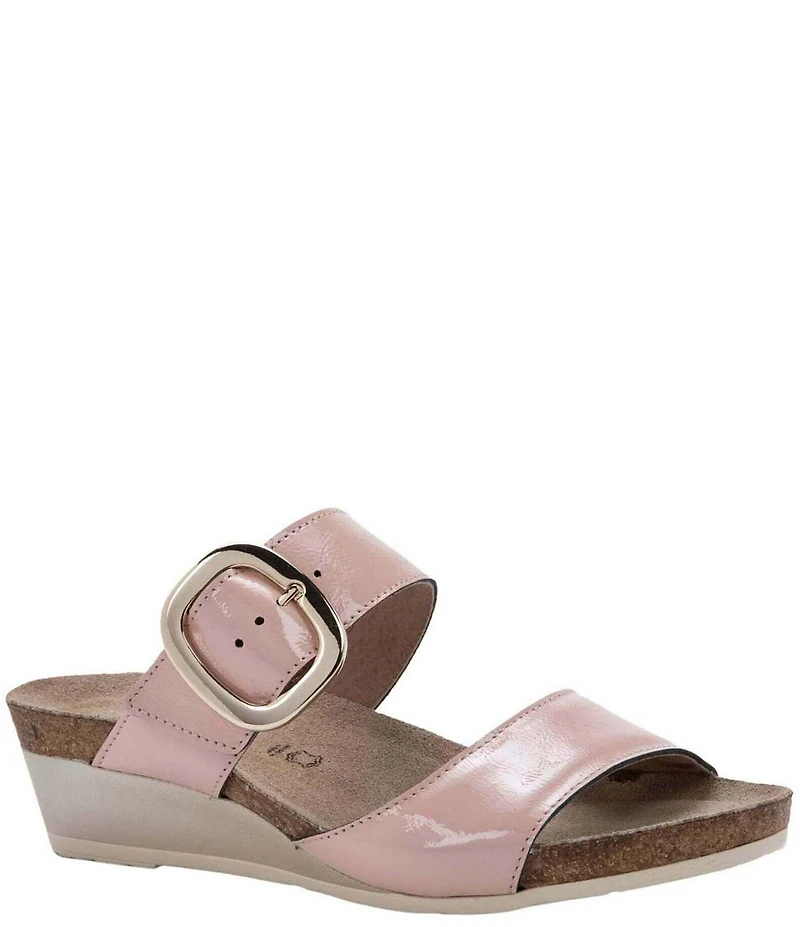Naot Magic Crinkle Patent Leather Wedge Slide Sandals
