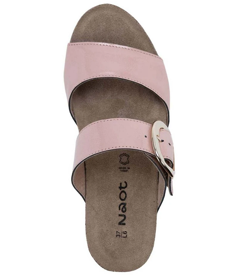 Naot Magic Crinkle Patent Leather Wedge Slide Sandals