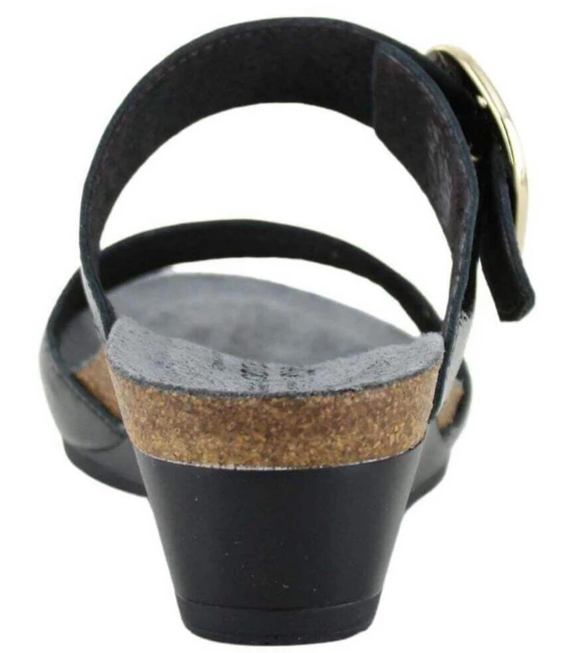 Naot Magic Crinkle Patent Leather Wedge Slide Sandals