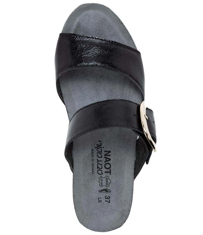 Naot Magic Crinkle Patent Leather Wedge Slide Sandals