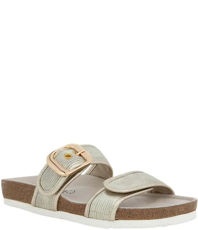 Naot Nashville Metallic Leather Buckle Hardware Detail Slide Sandals