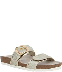 Naot Nashville Metallic Leather Buckle Hardware Detail Slide Sandals
