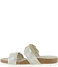 Naot Nashville Metallic Leather Buckle Hardware Detail Slide Sandals