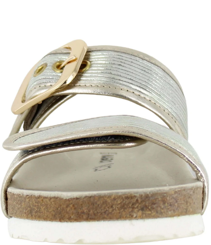Naot Nashville Metallic Leather Buckle Hardware Detail Slide Sandals